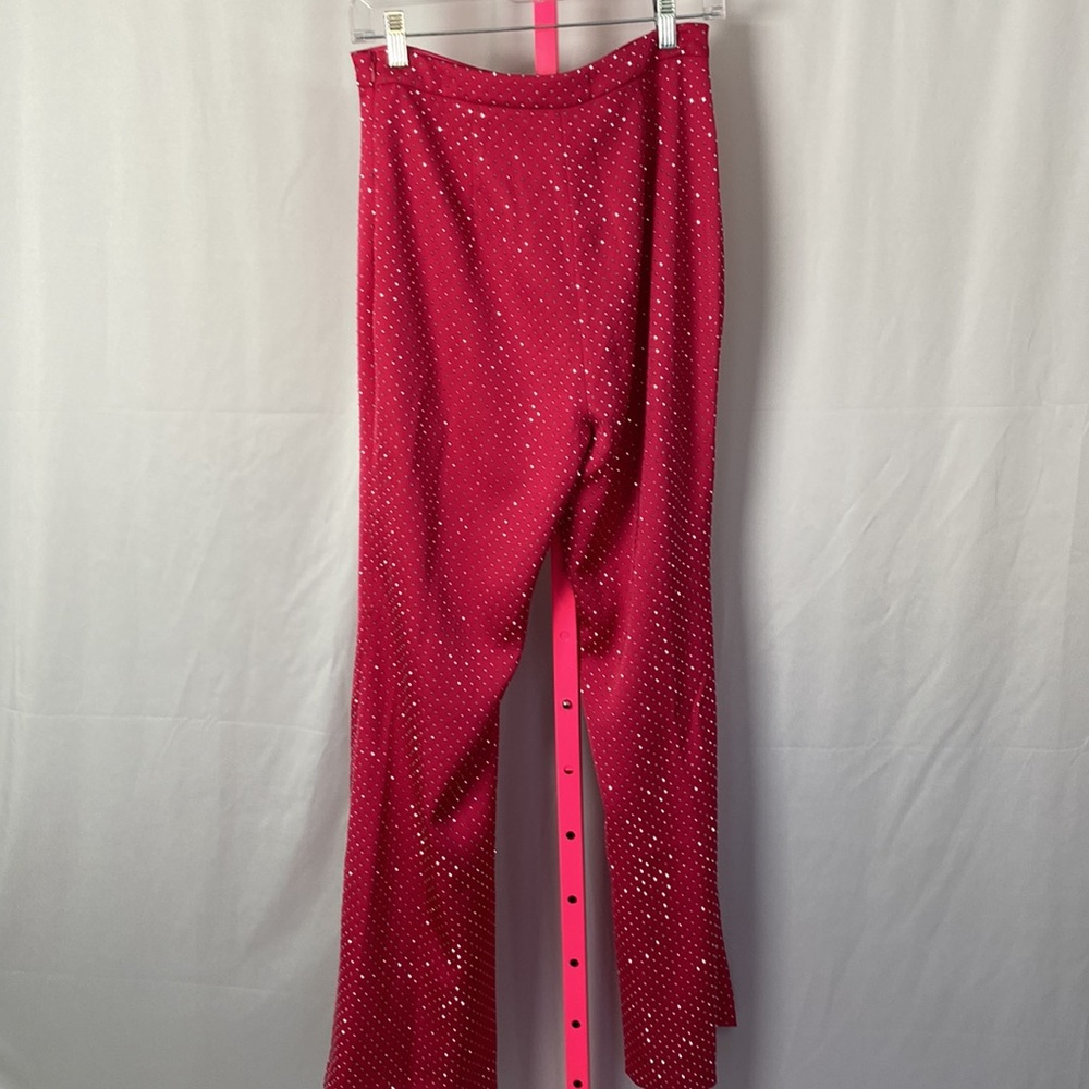 🚨WORN ON TV🚨 NADINE MERABI pink w/sparkle gems blazer pant suit size s/m - Picture 7 of 7